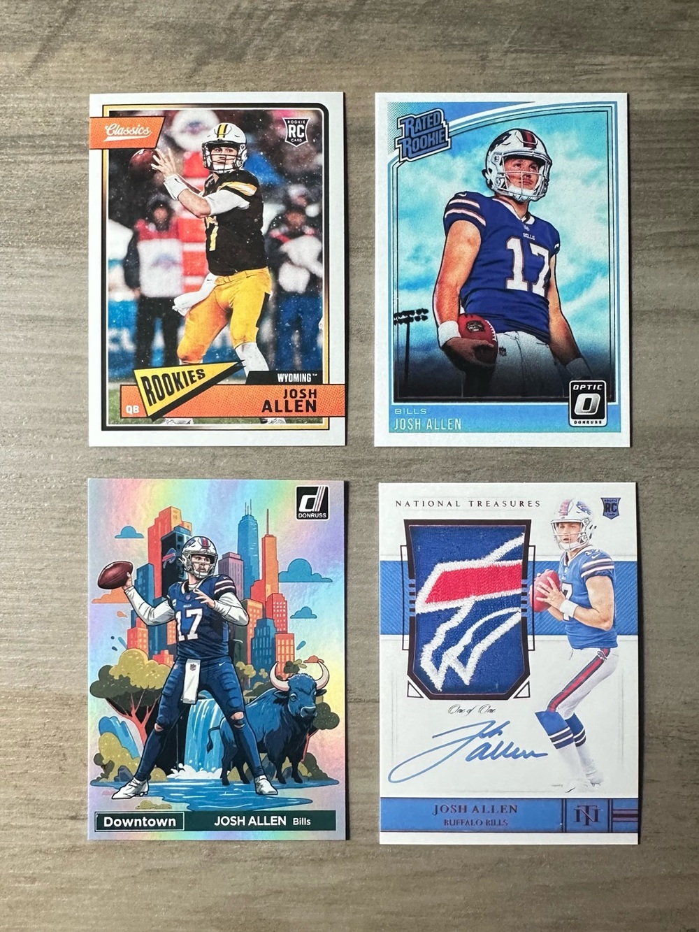 Josh Allen Signed Rookie Lot of (4) Panini Novelty Cards. Buffalo Bills.